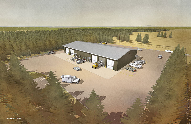 Artists Rendering og the new Grawn Service Center